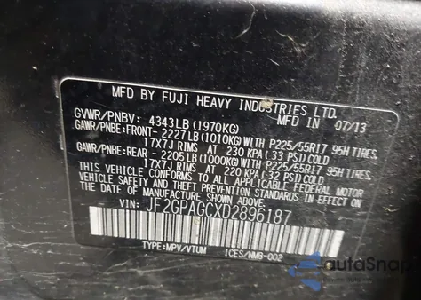 2013 Subaru Xv Crosstrek 2.0I Limited from USA, damaged, VIN JF2GPAGCXD2896187